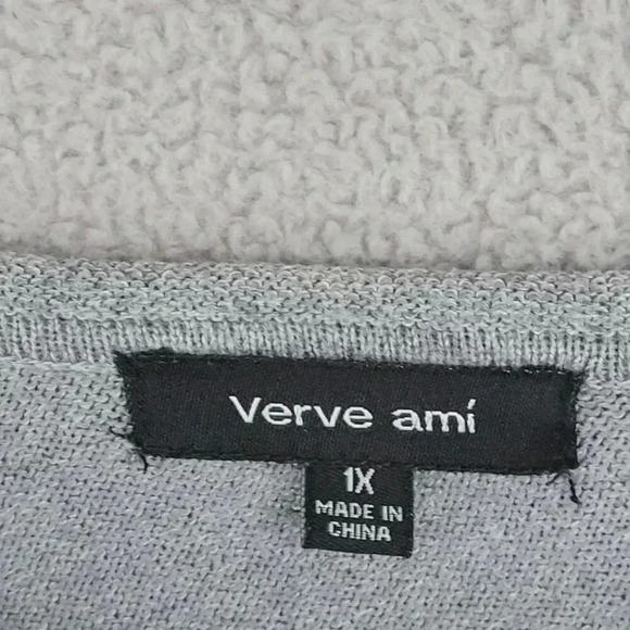 Verve Ami Womens Asymmetrical Hem Sweater 1X Gray Polyester Rayon Blend 4PT - Picture 4 of 6